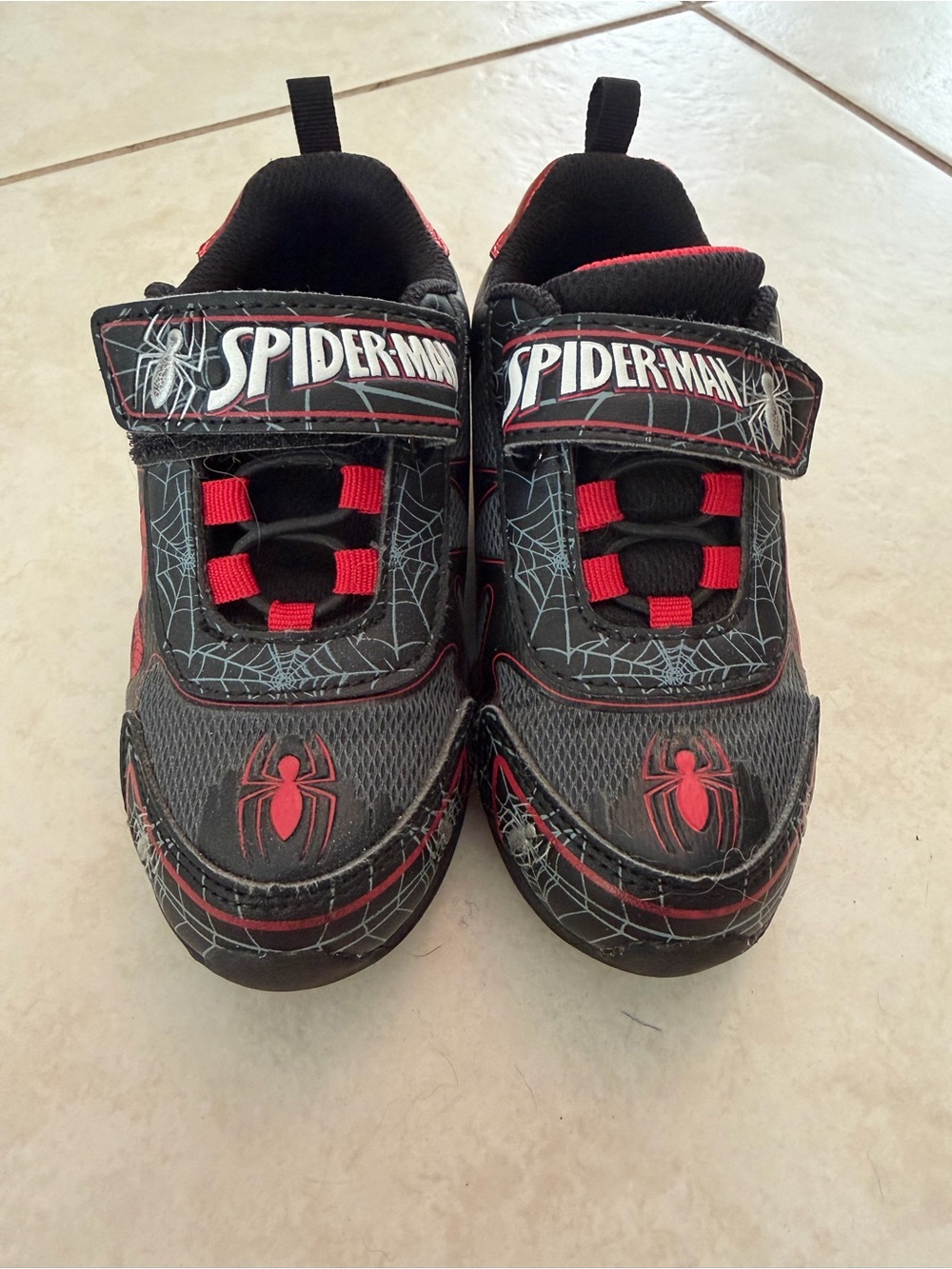 Spiderman Kids Black & Red Spider-Web Sneakers